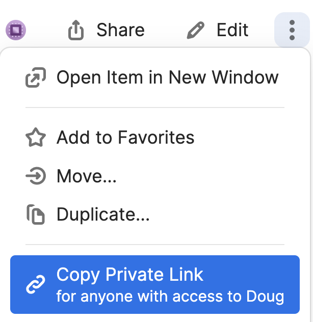 1Password - Copy Private Link